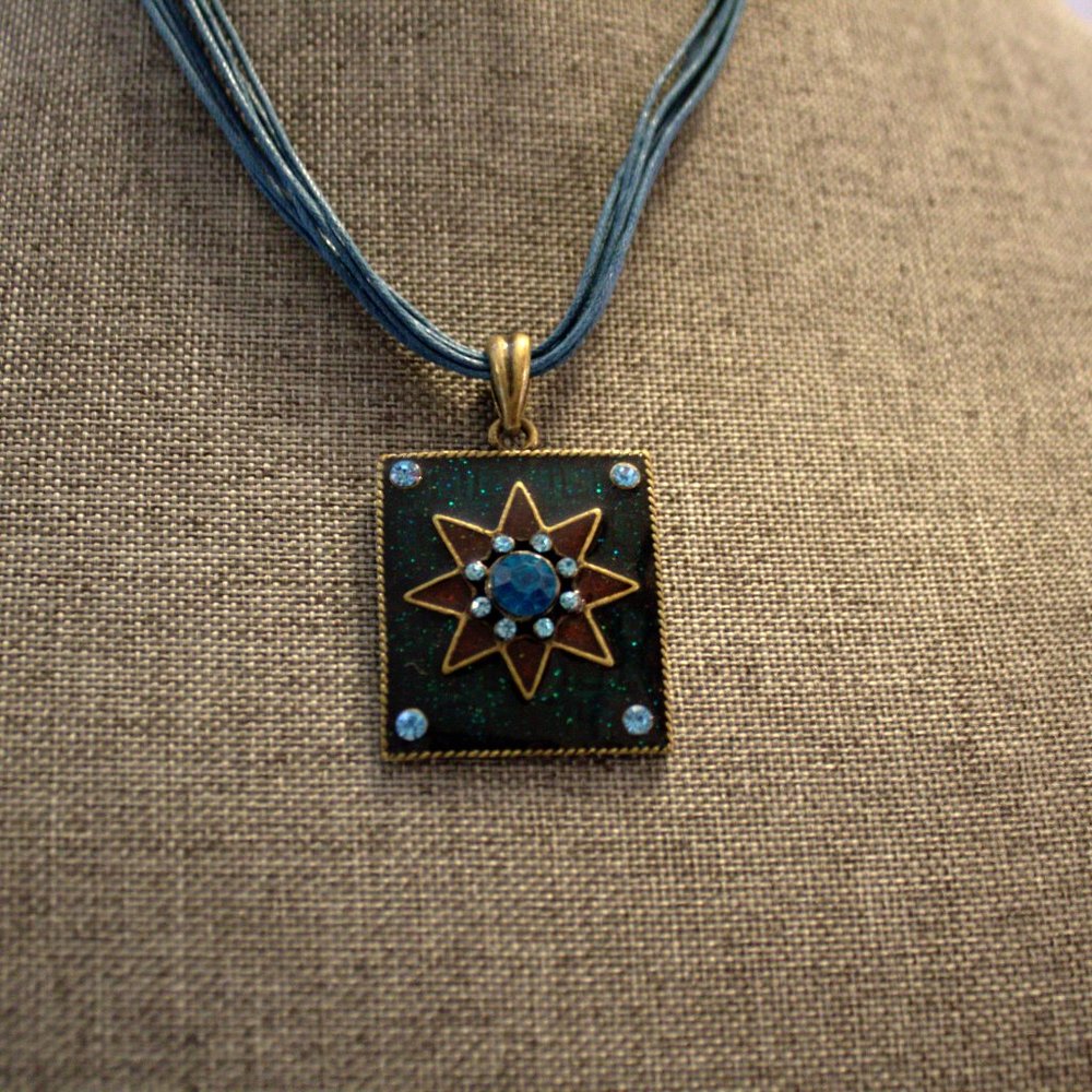 Green Cord Square Pendant